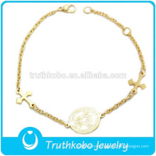 TKB-B0058 Gold Thin Link Extension lobster Clasps Charms Maltese Cross Bracelets